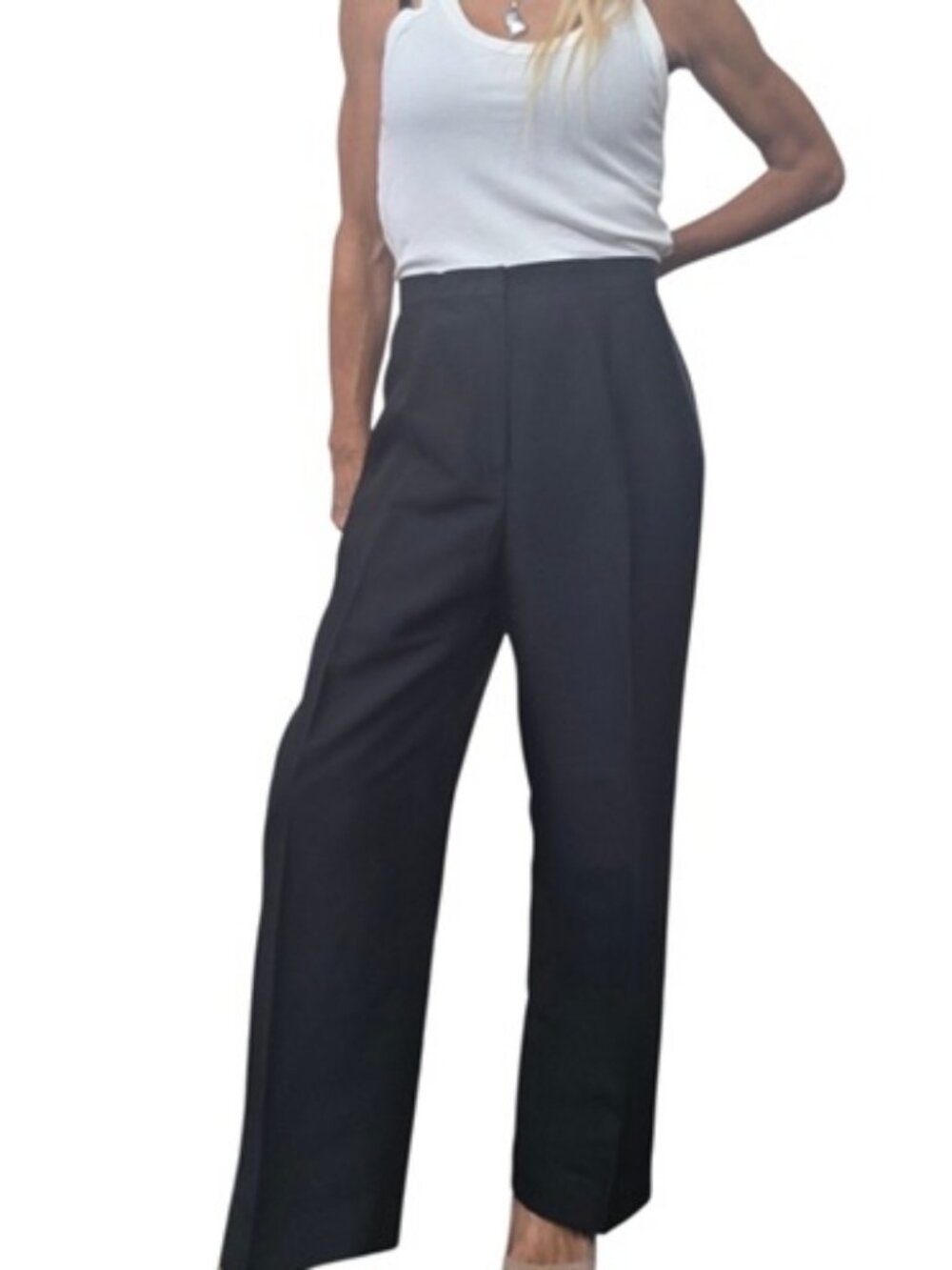 Vintage Lauren Ralph Lauren 100% Silk Wide Leg Pants Black Size 10
